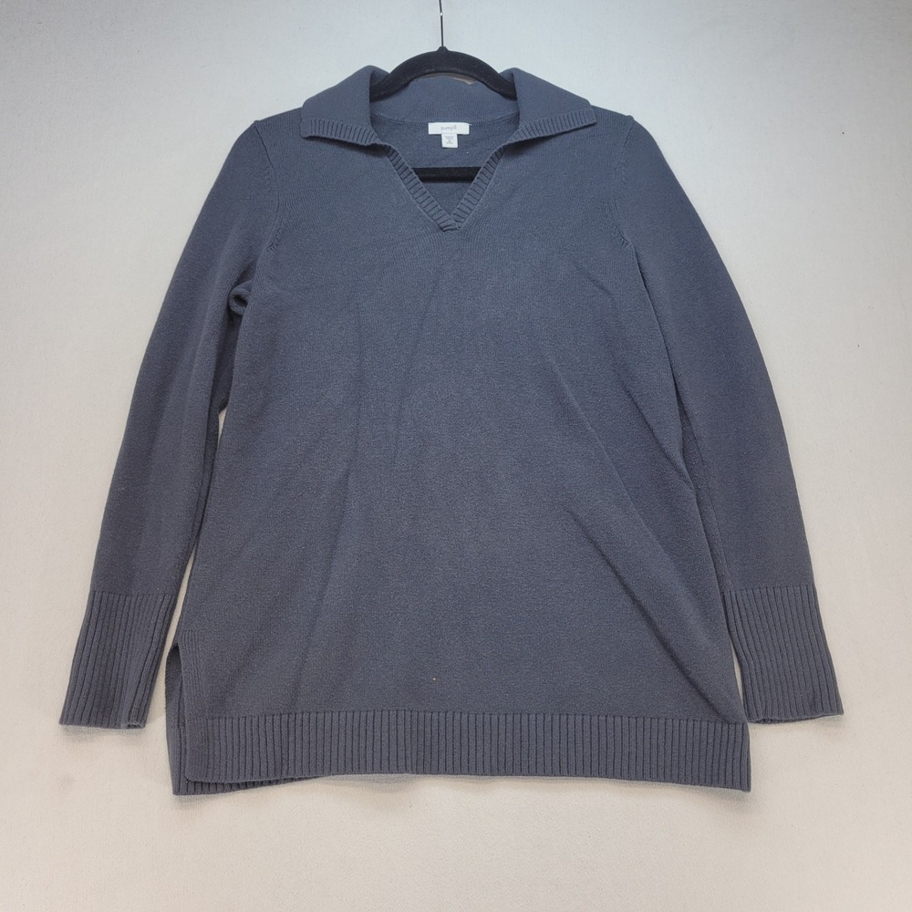 Pure Jill Sweater Womens XS Petite Blue Polo V-Neck Tunic Long Sleeve‎